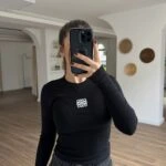 ÖN NAKIŞLI FİTİLLİ PAMUK LİKRA UZUN KOL TİŞÖRT - SİYAH BEYAZ