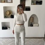 ÖN PİLİ PAÇA YIRTMAÇ LİKRALI PANTOLON - BEYAZ