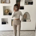 ÖN PİLİ PAÇA YIRTMAÇ LİKRALI PANTOLON - TAŞ