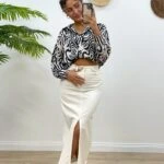 ÖN YIRTMAÇ UZUN JEAN ETEK - BEYAZ