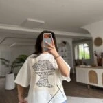 ÖN YÜZ NAKIŞ PARÇA KUMAŞ KISA KOL SALAŞ PAMUK SWEAT - EKRU