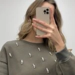 ÖNÜ TAŞLI SWEAT - HAKİ