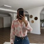 ORGANZE DESENLİ TÜL GÖMLEK - PEMBE