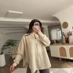 ÖRME DOKUMA FERMUARLI SALAŞ FİLE CEKET - BEJ