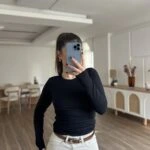 OYS MARKAUZUN KOL PAMUK BASİC TİŞÖRT - SİYAH