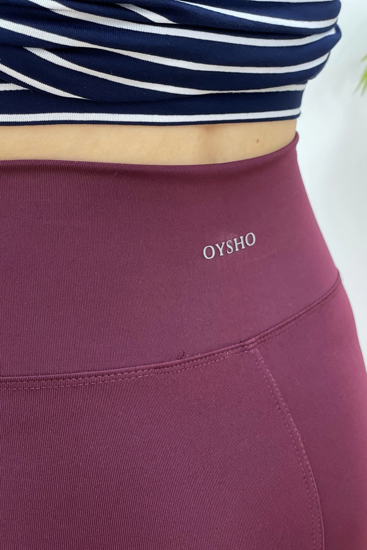 OYSHO BEL YAZILI YÜKSEK BEL TOPARLAYICI TAYT - BORDO - Görsel 1