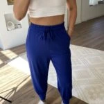 PAÇA DİKİŞ BEL LASTİK İPLİ CEPLİ PAMUK KARIŞIM PANTOLON - SAKS