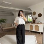 PAÇA NAKIŞ DETAY VİSKON PANTOLON - SİYAH