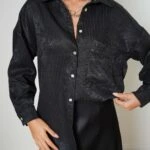 PAMUK JAKAR SALAŞ ÇİZGİLİ GÖMLEK - SİYAH