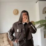 PARAŞÜT DETAY KAPAK CEP YAKALI ASTARLI CEKET - KAHVE