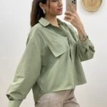 PARÇA CEP ARKA UZUN GÖMLEK - HAKİ