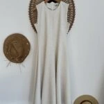 PARÇA DİKİŞ KLOŞ MİDİ PAMUK ELBİSE - NATUREL