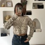 PARÇA DOKUMA LEOPAR BASKI KISA KAZAK - TAŞ