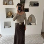 PARÇALI AKSESUAR KEMER MİDİ DERİ ETEK - KAHVE