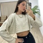 PARLAK BASKI CROP KAZAK - TAŞ