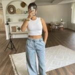 PİLELİ YAN CEP BOL PAÇA JEAN - MAVİ