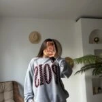 POIS PUANTİYE YAZI SALAŞ PAMUK SWEAT - GRİ MELANJ