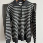 POLO YAKA DÜĞMELİ ÇİZGİLİ KAZAK - ANTRASİT