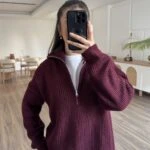 POLO YAKA FERMUARLI KAZAK - BORDO