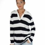 POLO YAKA PAMUK İNCE TRİKO - LACİVERT BEYAZ