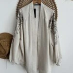 PUL İŞLEME VİSKON KETEN SALAŞ KİMONO - NATUREL