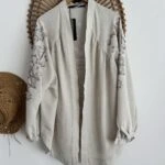 PUL İŞLEME VİSKON KETEN SALAŞ KİMONO - NATUREL