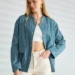 PULLU ÇİFT CEP BEL LASTİK YAZLIK MONT - MAVİ