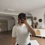 PULLU SİMLİ YÜN KARIŞIM KISA KOL TRİKO - KREM