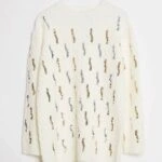 PULPAYET İŞLEME SAÇ ÖRGÜ UZUN KAZAK - EKRU