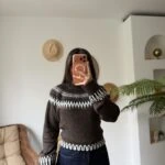 REGLAN KOL KİLİM DESEN KAZAK - KAHVE