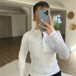 REGLAN KOL YARI PATLI FİTİLLİ PAMUK UZUN KOL TİŞÖRT - BEYAZ