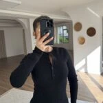 REGLAN KOL YARI PATLI FİTİLLİ PAMUK UZUN KOL TİŞÖRT - SİYAH