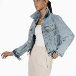 REKLAN KOL KAR YIKAMA KISA JEAN CEKET - MAVİ