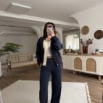 RENK GARNİLİ DİK YAKA SPOR CEKET EŞOFMAN TAKIM - LACİVERT