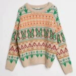 RENKLİ DESENLİ KALIN KAZAK - TAŞ MİNT