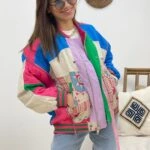 RENKLİ FERMUAR DETAY KAPİTONE CEKET - FUŞYA