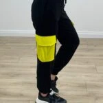 RENKLİ KARGO CEP BEL BİLEK LASTİK EŞOFMAN - SİYAH