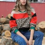 RENKLİ LEOPAR DESENLİ SWEAT - ZÜMRÜT YEŞİL