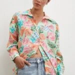 RENKLİ MEYVE DESEN MODAL GÖMLEK - YEŞİL