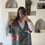 RENKLİ NAKIŞ İŞLEME SALAŞ SÜETER GÖMLEK TAKIM - İNDİGO