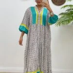 RENKLİ SALAŞ GÖMLEK ELBİSE - BEYAZYEŞİL