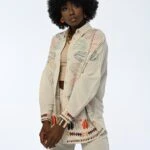 RENKLİ YAPRAK NAKIŞ İŞLEME VİSKON KETEN GÖMLEK - NATUREL