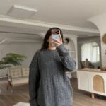 SAÇ ÖRGÜ BİSİKLET YAKA SALAŞ KAZAK - ANTRASİT