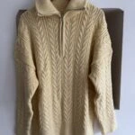 SAÇ ÖRGÜ FERMUARLI SALAŞ KAZAK - AÇIK SARI