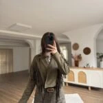 SAÇAKLI CROP SÜET CEKET - YEŞİL