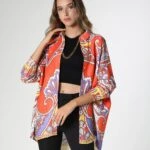 ŞAL DESEN RENKLİ SATEN GÖMLEK - RENKLİ COLOR-12