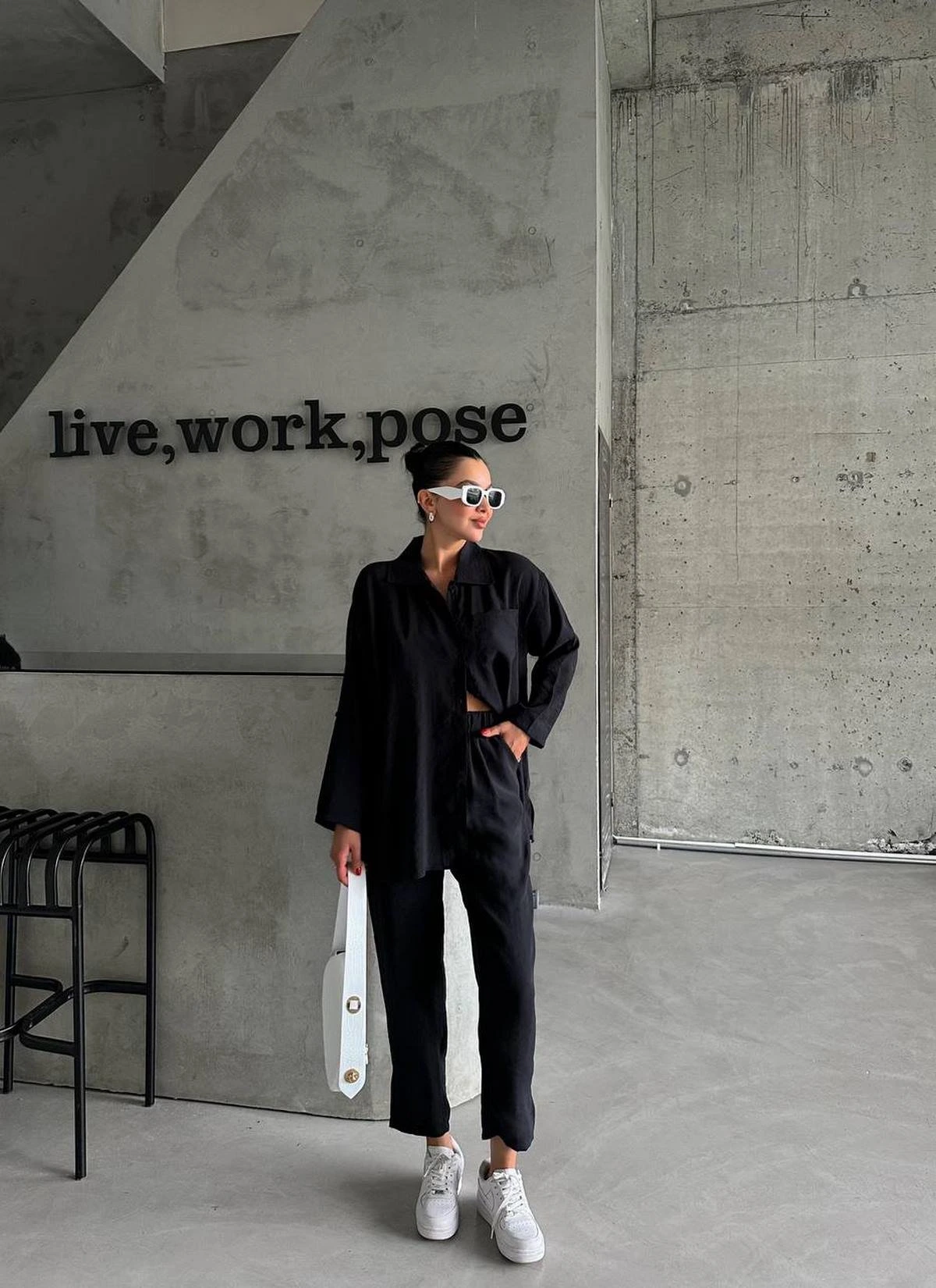 SALAŞ GÖMLEK YIRTMAÇ PANTOLON TAKIM - SİYAH - Görsel 1