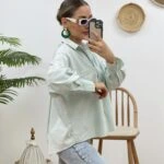 SALAŞ PAMUK GÖMLEK - MİNT YEŞİLİ