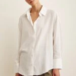 SALAŞ PAMUK KETEN UZUN GÖMLEK - BEYAZ