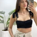 SATEN OMUZ BAĞLAMALI AGRAFLI BRALET - SİYAH